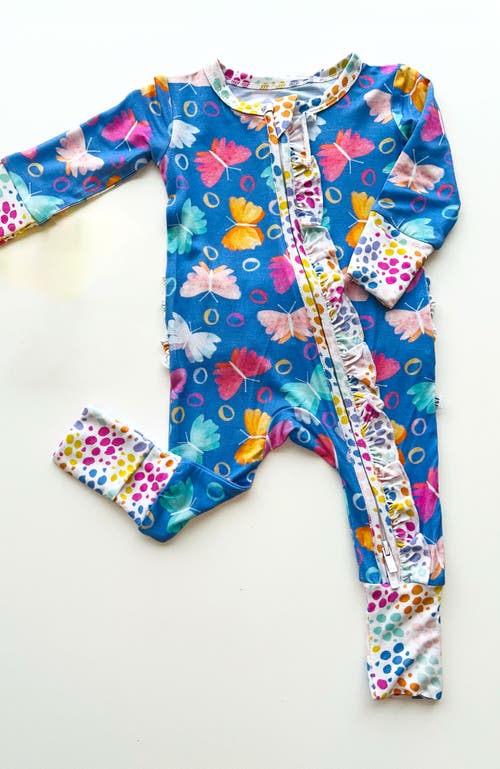 Laree + Co Korrie Ruffle Convertible Footie In Butterflies