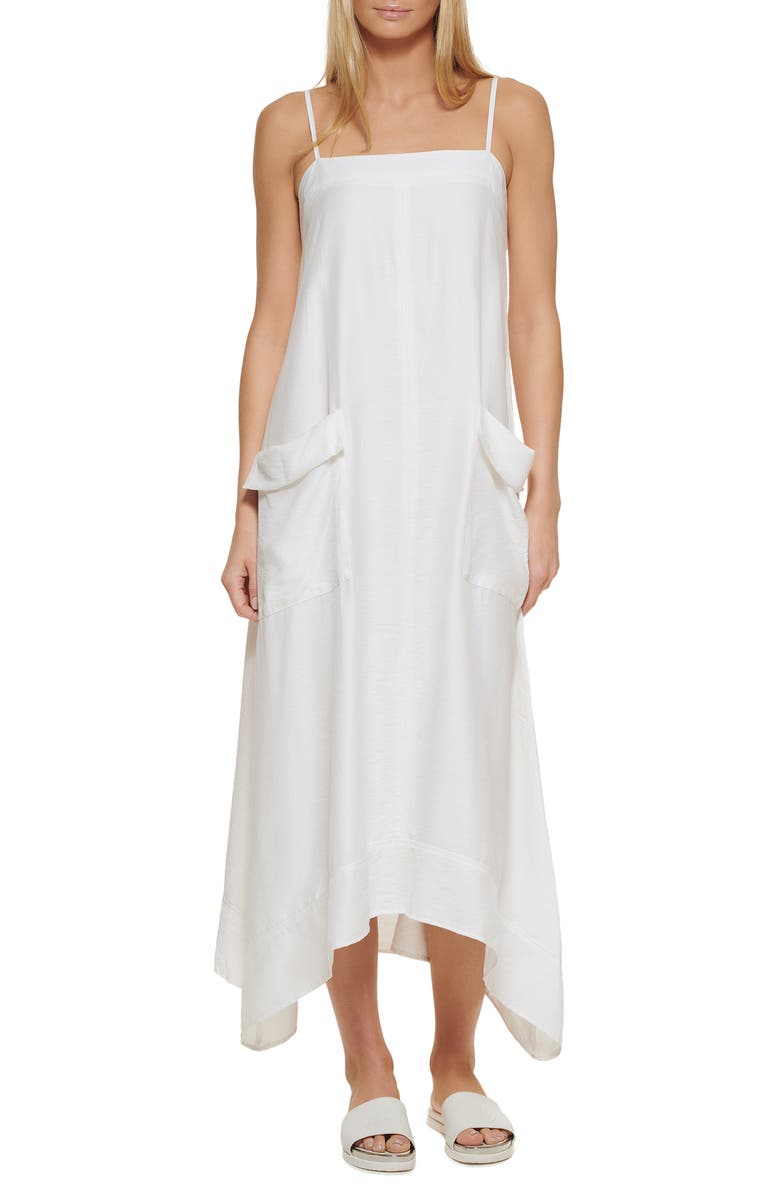 DKNY Handkerchief Hem Midi Dress, Main, color,