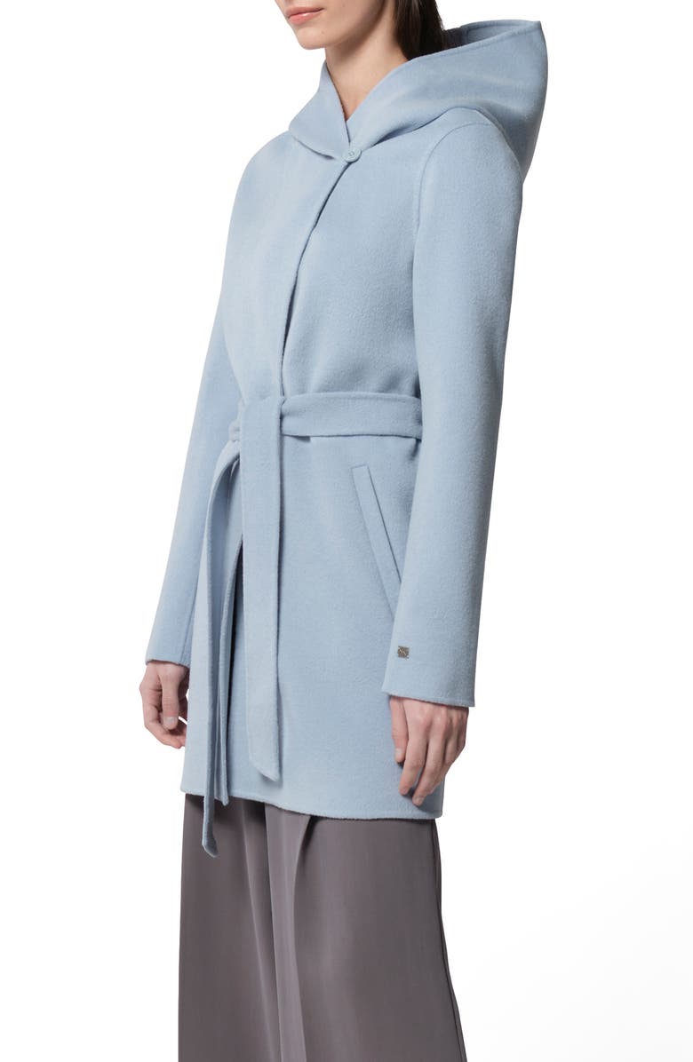Soia & Kyo Arlette Tie Waist Hooded Wool Blend Jacket, Alternate, color,