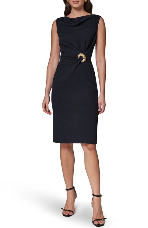 Belt Detail Scuba Crepe Sheath Dress
