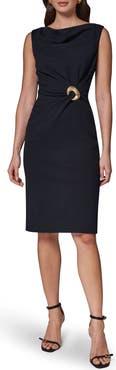 Donna Karan New York Belt Detail Scuba Crepe Sheath Dress
