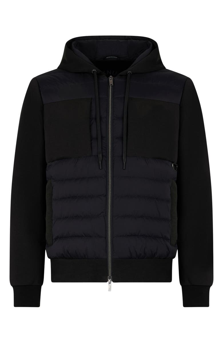 Moose Knuckles Garnier Air Down Hybrid Hooded Jacket, Alternate, color, Black/ Black