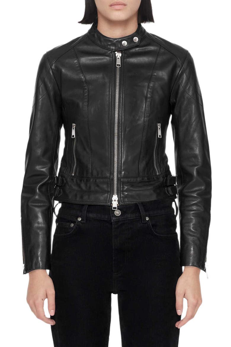Comet Leather Jacket, Main, color, BLACK