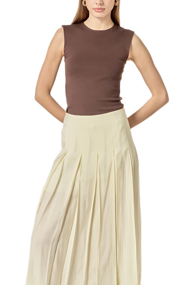 Pleated A-Line Skirt, Alternate, color, CREAM