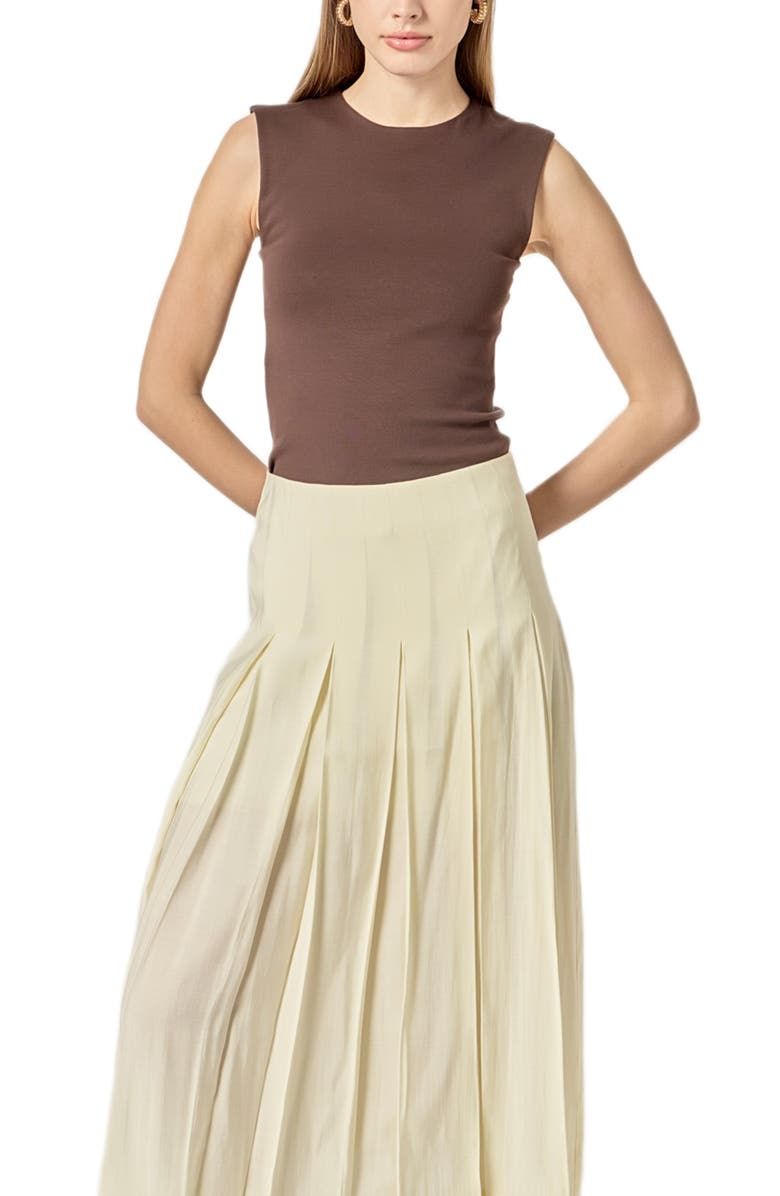 English Factory Pleated A-Line Skirt, Alternate, color, Cream