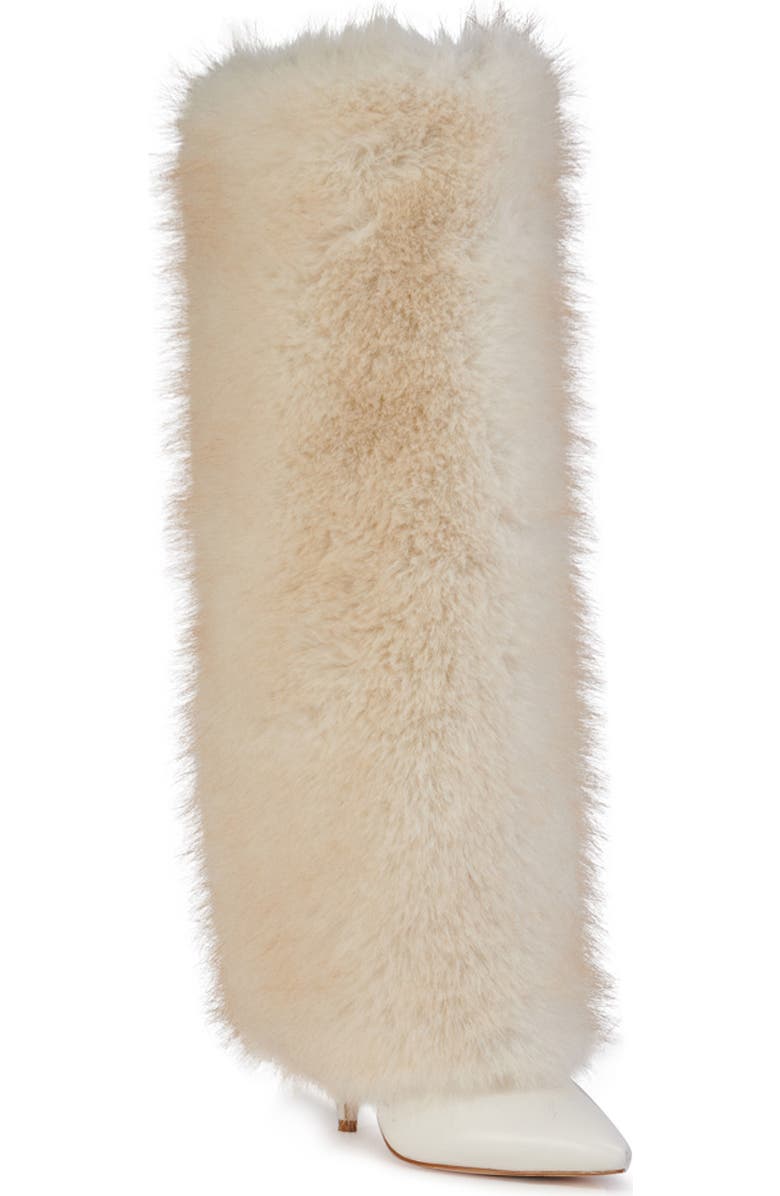 AZALEA WANG Omera Faux Fur Over the Knee Boot, Main, color,