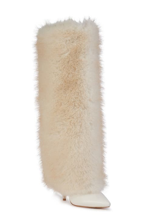 Omera Faux Fur Over the Knee Boot (Women) (Wide Calf)