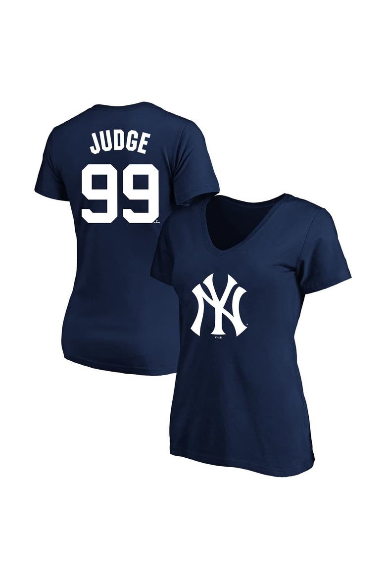 Women's Profile Aaron Judge Navy New York Yankees Plus Size Name & Number V-Neck T-Shirt, Main, color, Navy
