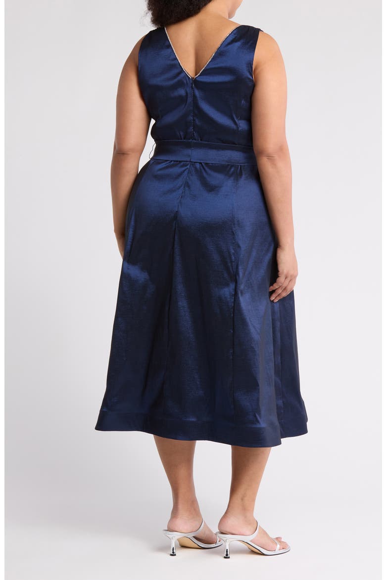 V-Neck Midi Dress, Alternate, color, NAVY