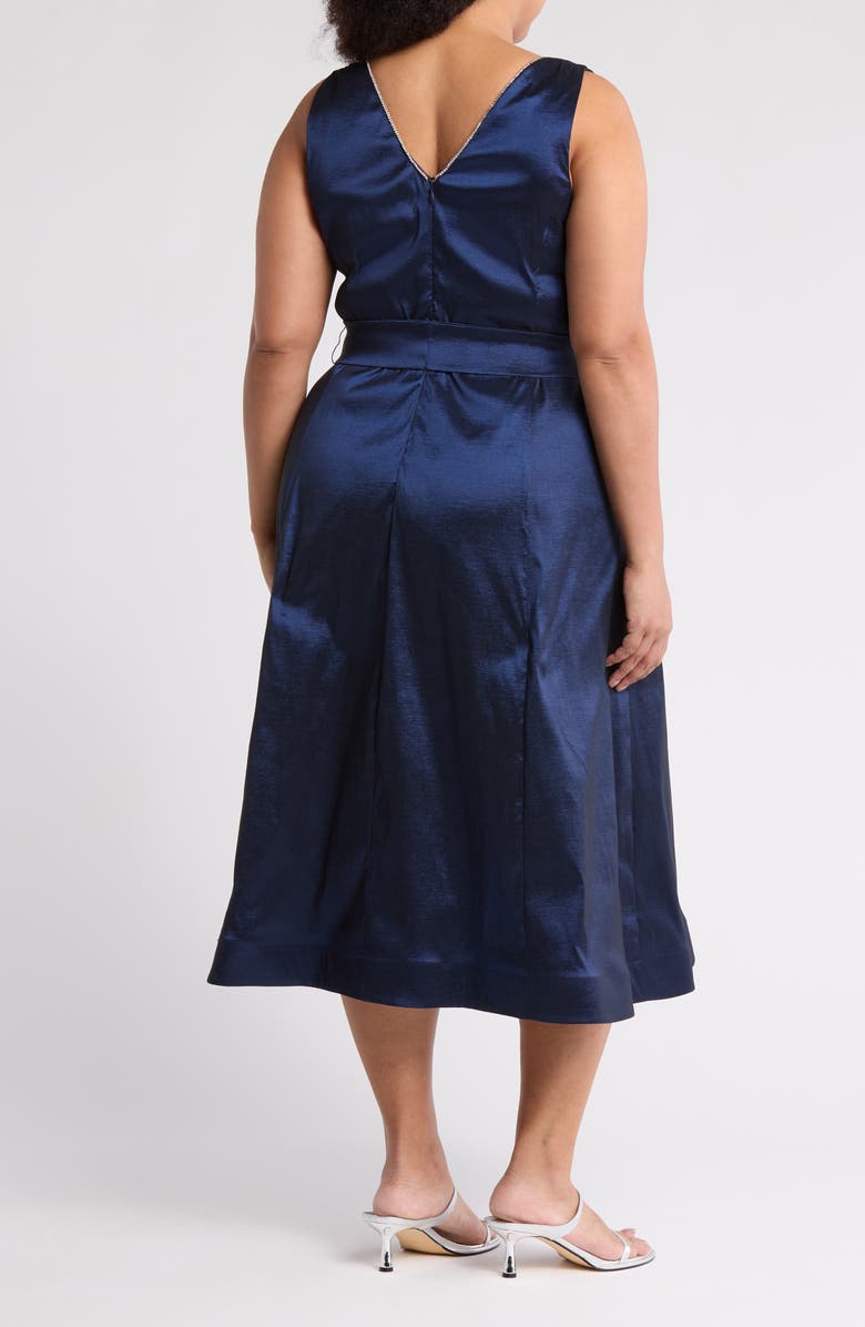 Marina V-Neck Midi Dress, Alternate, color, Navy