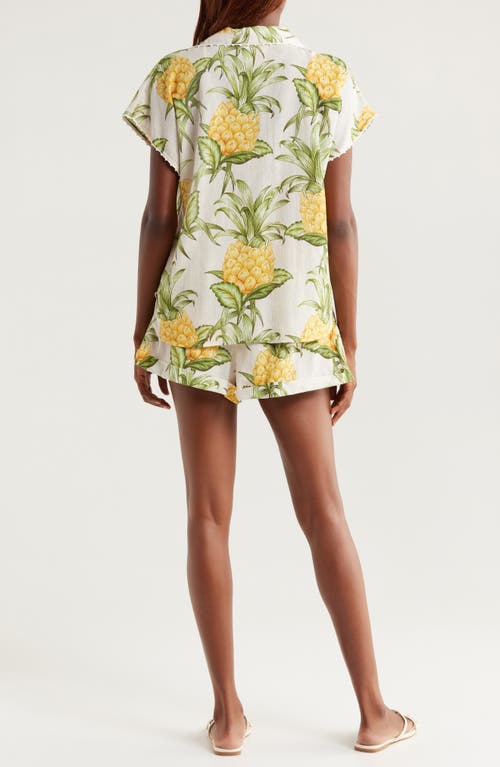 FARM RIO FARM RIO DELICATE PINEAPPLE SHORT SLEEVE COTTON BUTTON-UP SHIRT