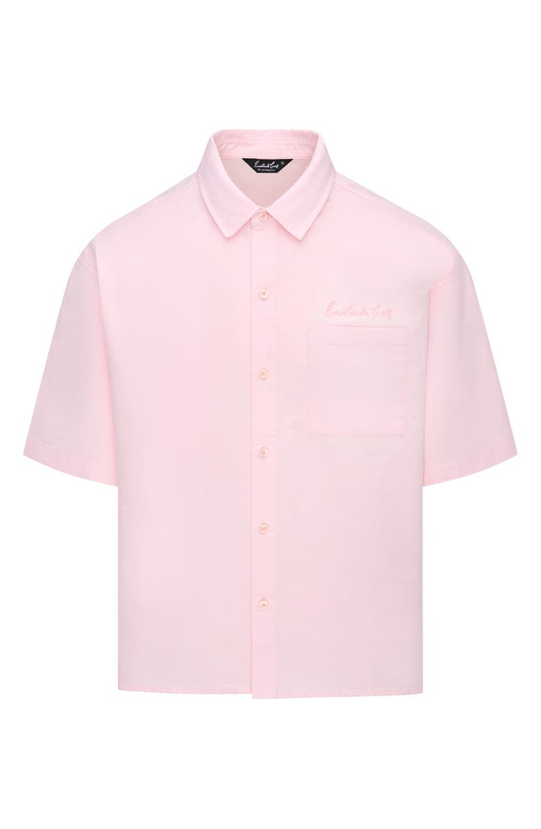 Eastside Golf Boxford Short Sleeve Cotton Button-Up Shirt, Main, color, Icy Pink