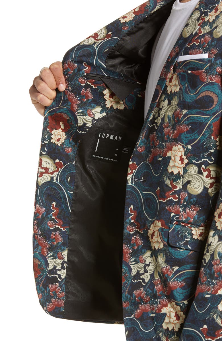 Topman Skinny Fit Japan Print Suit Jacket, Alternate, color,