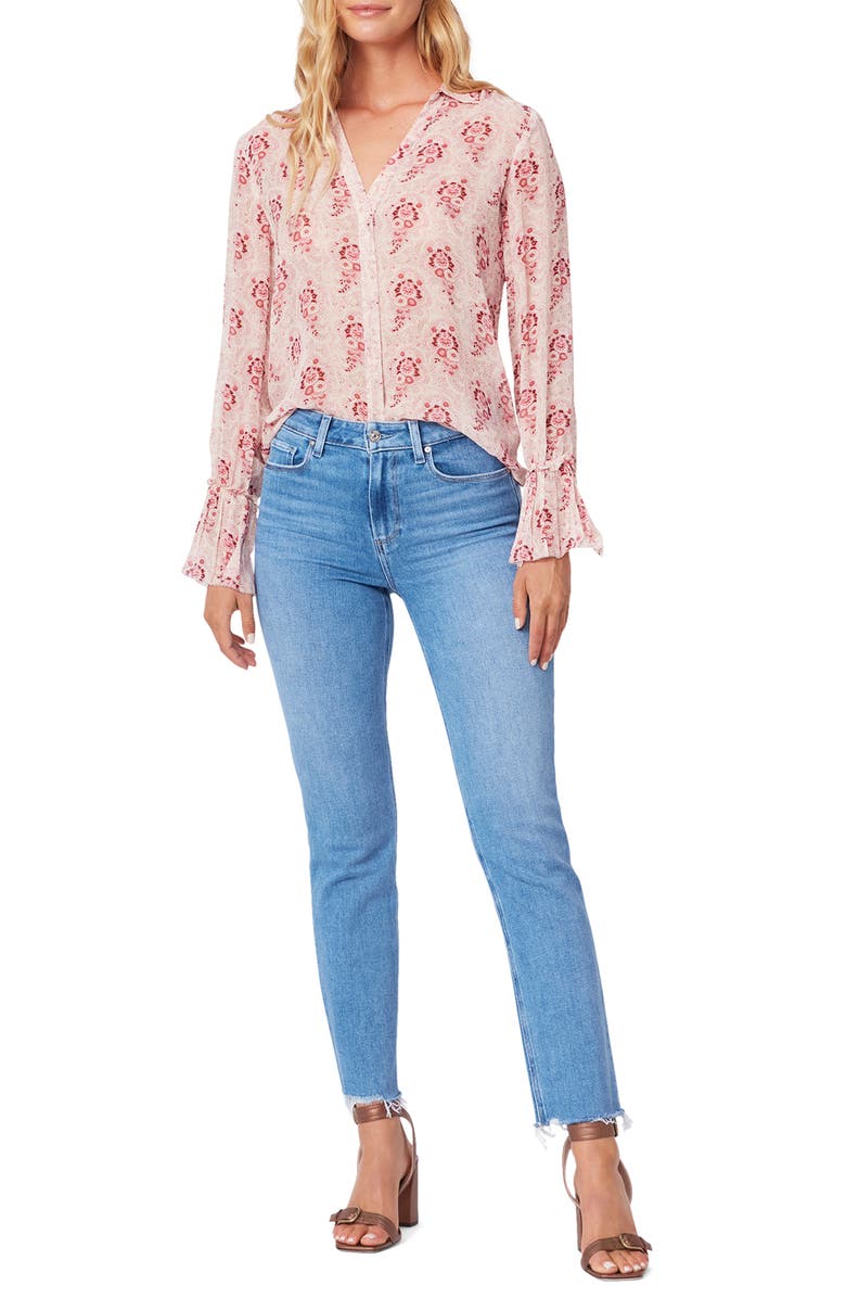 PAIGE Abriana Silk Blouse, Alternate, color, Ecru Multi