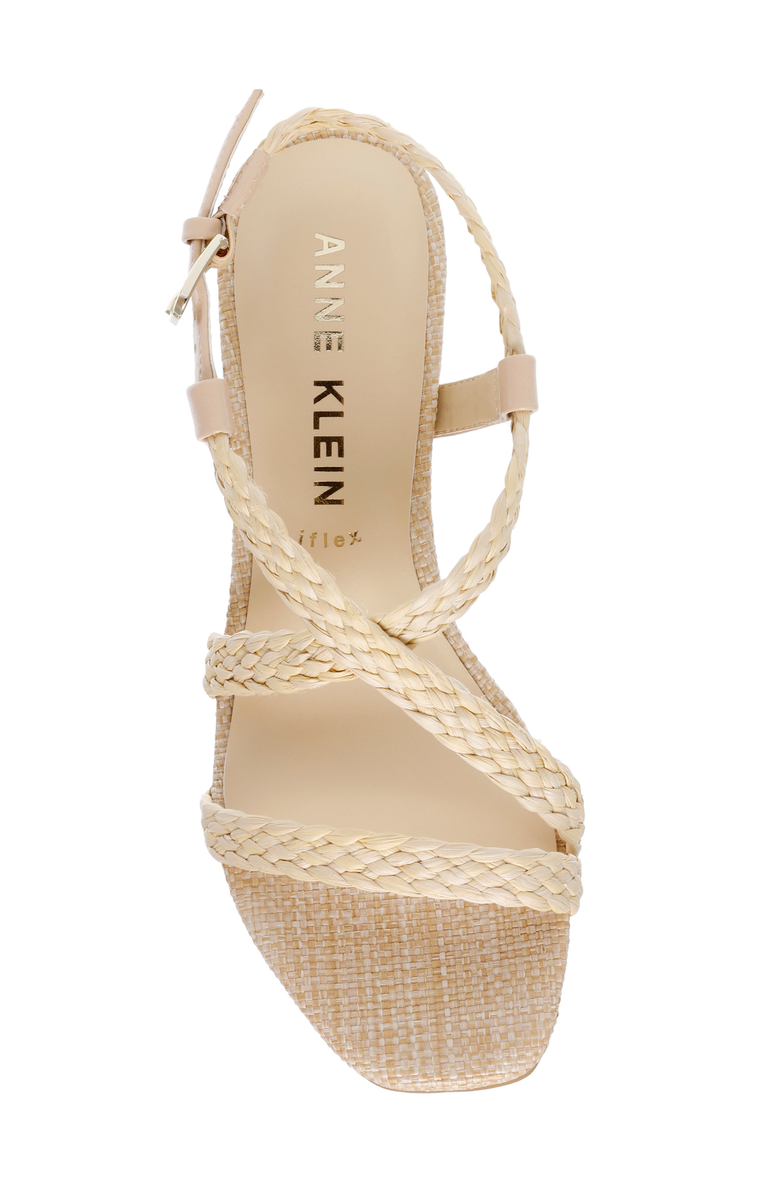 Anne Klein Meliza Block Heel Raffia Sandal, Alternate, color, 