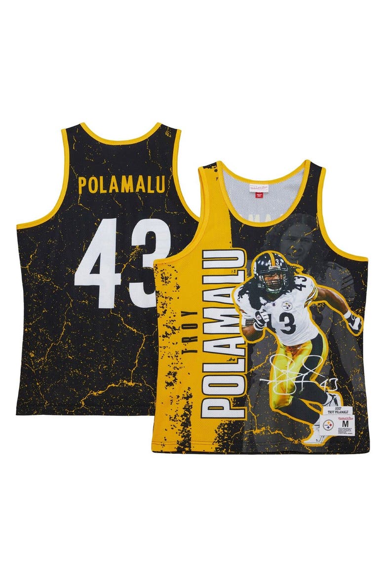 Men's Mitchell & Ness Troy Polamalu Black Pittsburgh Steelers 2007 Player Burst Tank Top, Main, color, Black