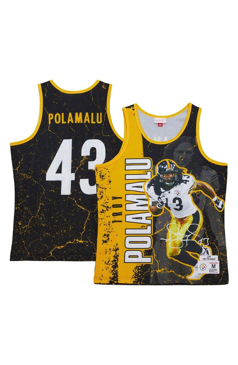 Mitchell & Ness Men's Mitchell & Ness Troy Polamalu Black Pittsburgh Steelers 2007 Player Burst Tank Top, Main, color, Black