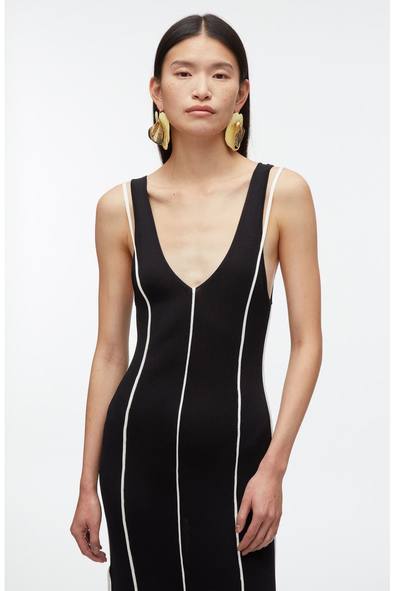 Lux Sleeveless Midi Dress, Alternate, color, MIDNIGHT-IVORY