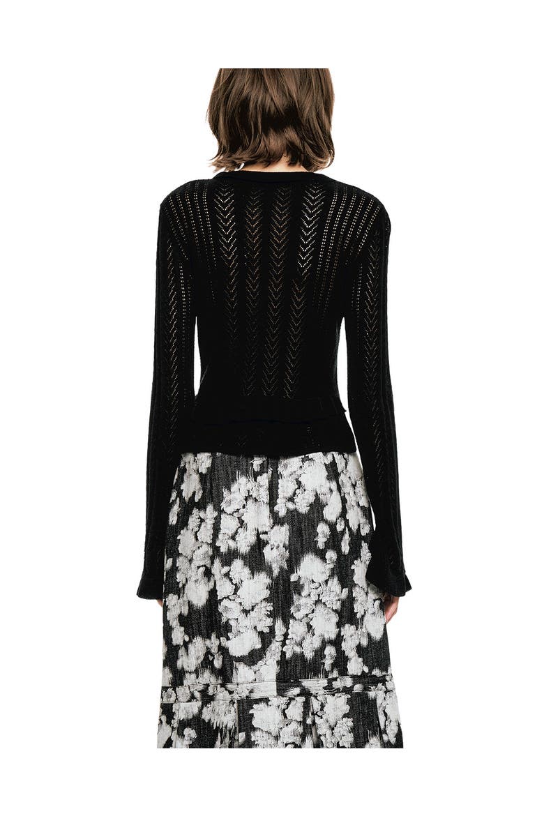 Victorian Pointelle Cardigan, Alternate, color, Black