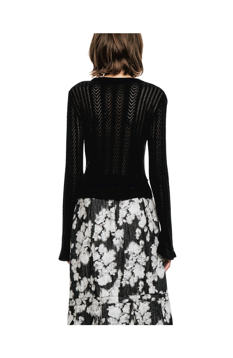Anna Sui Victorian Pointelle Cardigan, Alternate, color, Black