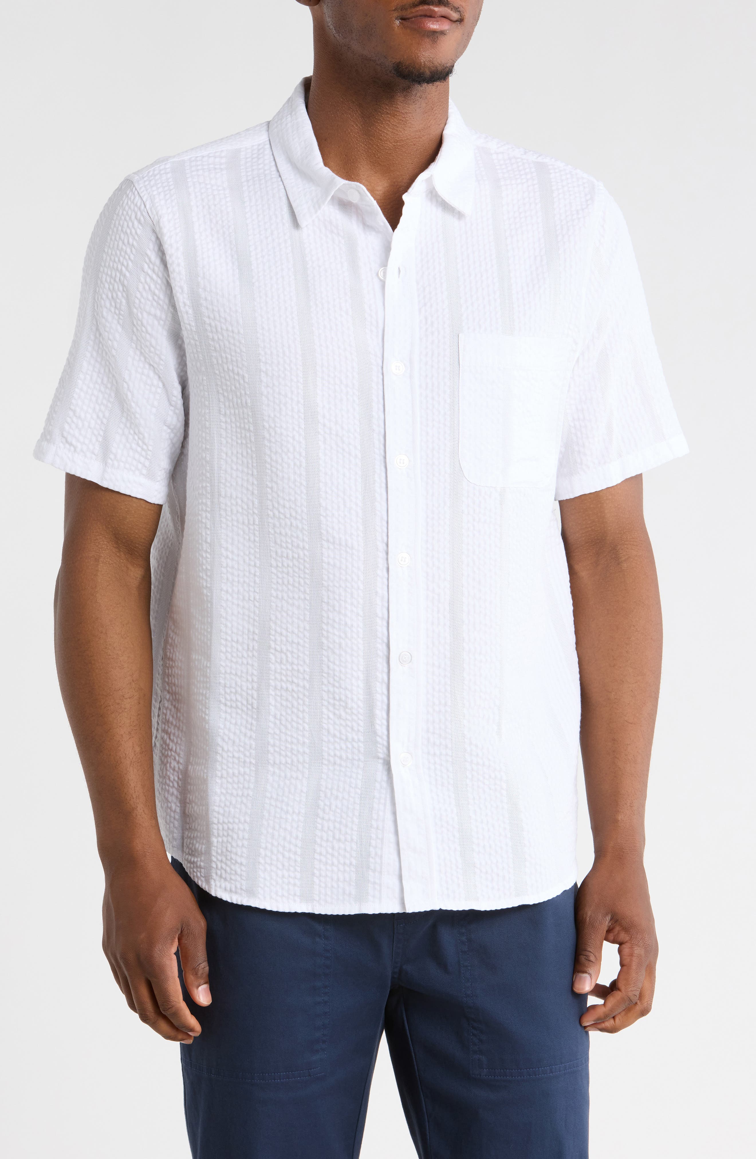 INDUSTRY REPUBLIC CLOTHING Short Sleeve Seersucker Shirt