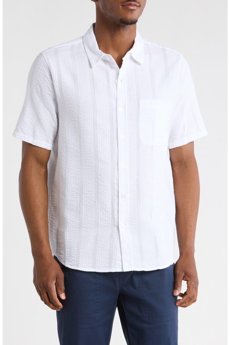 Short Sleeve Seersucker Shirt, Main, color, WHITE