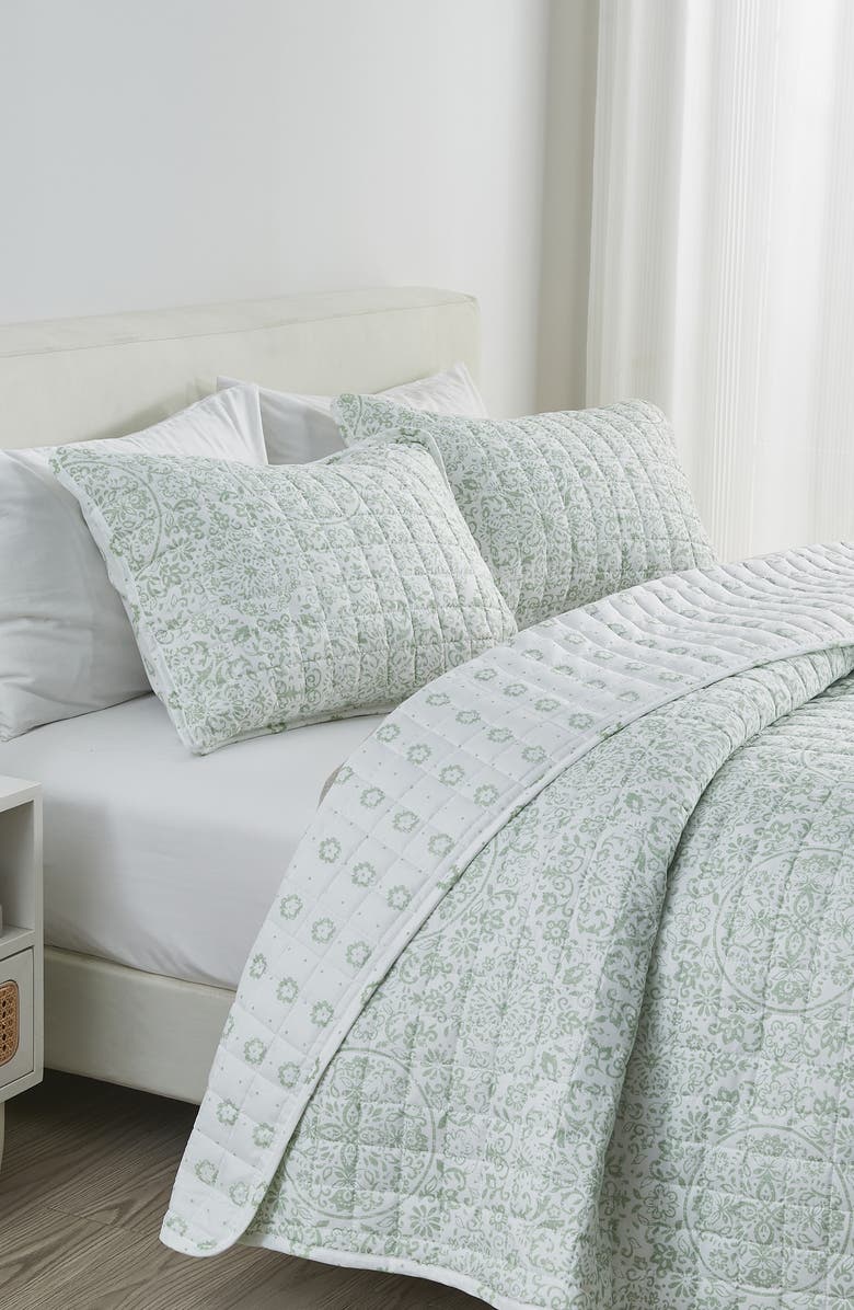 Woven & Weft Floral 3-Piece Quilt Set, Alternate, color, Eucalyptus Floral