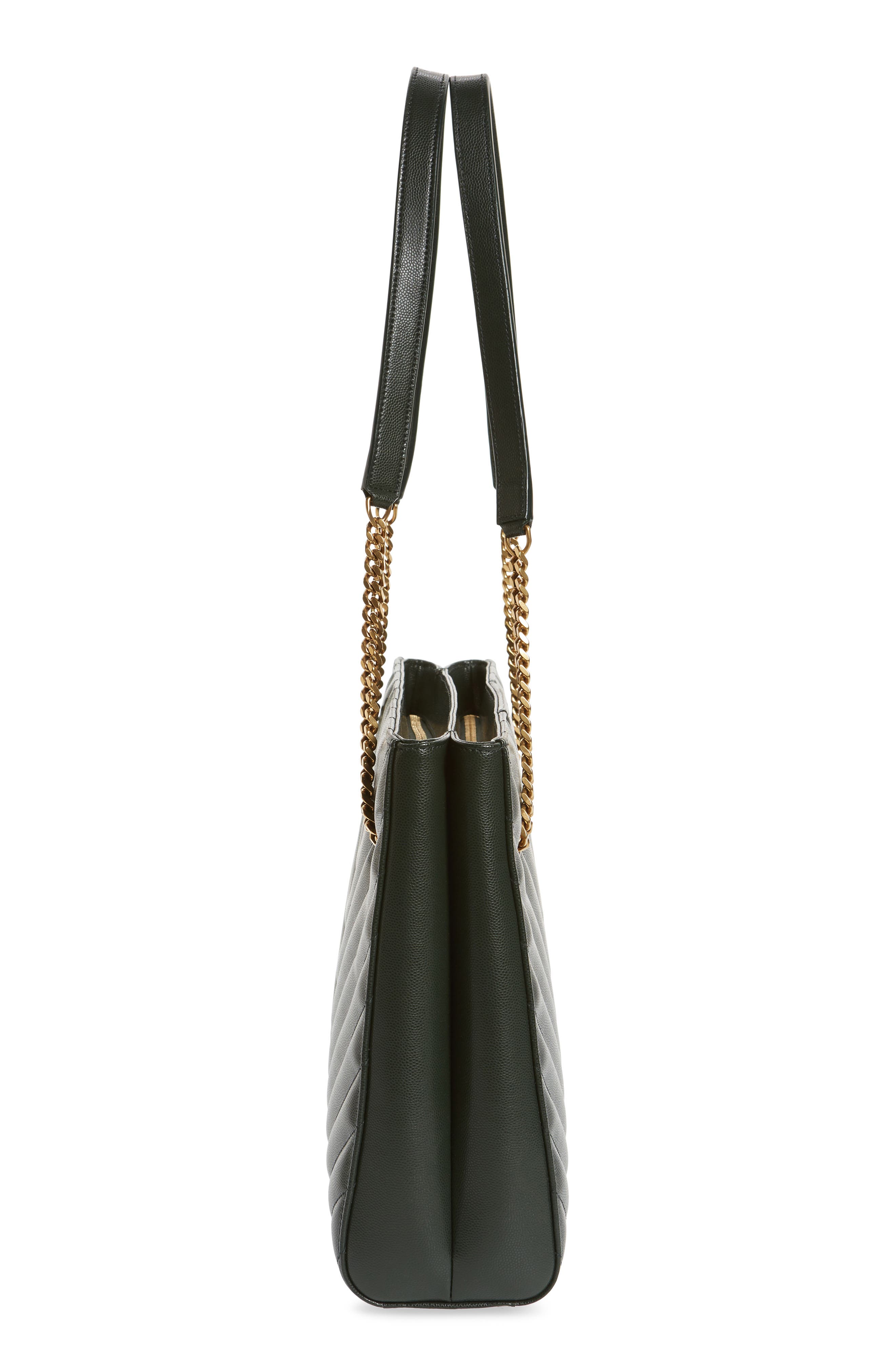 Medium Tribeca Quilted Calfskin Leather Tote, Alternate, color, VERT FONCE