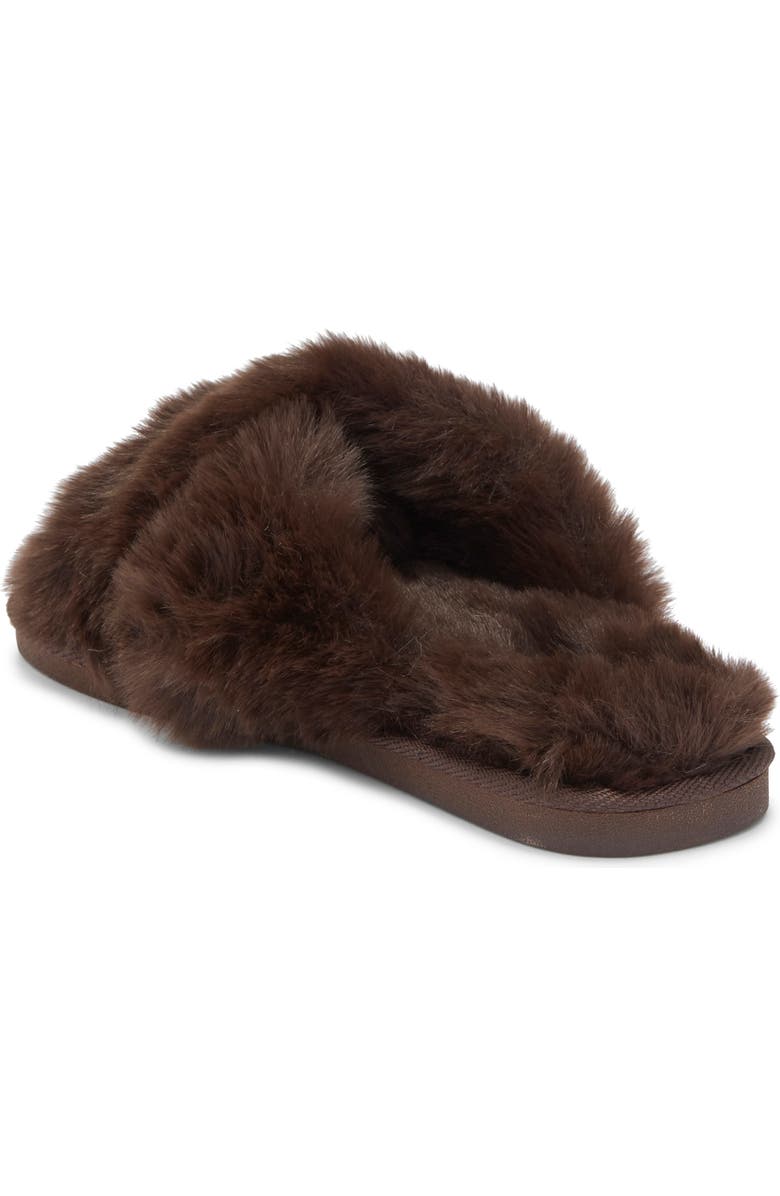 Nine West X-Band Faux Fur Slipper, Alternate, color, Brown