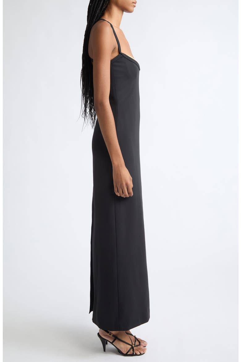 Stappy Back Jersey Gown, Alternate, color, BLACK BANANA