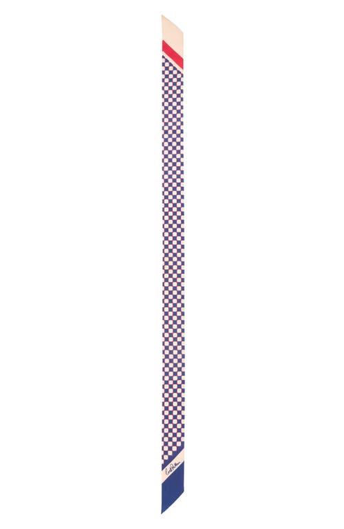 Lost Pattern Checkerboard Skinny Silk Scarf In Multi