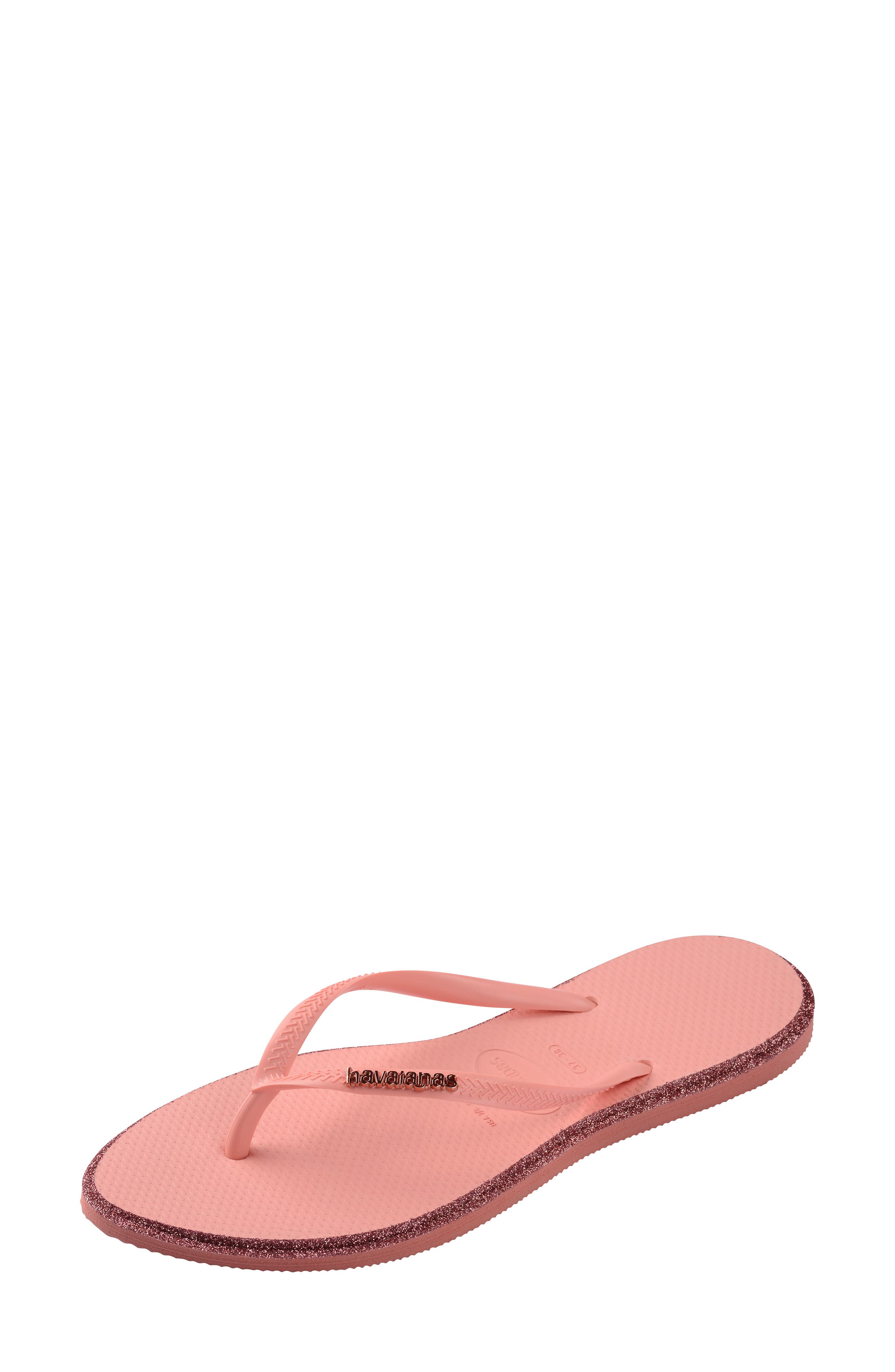 Havaianas Slim Point Glitter Flip Flop, Alternate, color, Canyon Clay/ Blossom