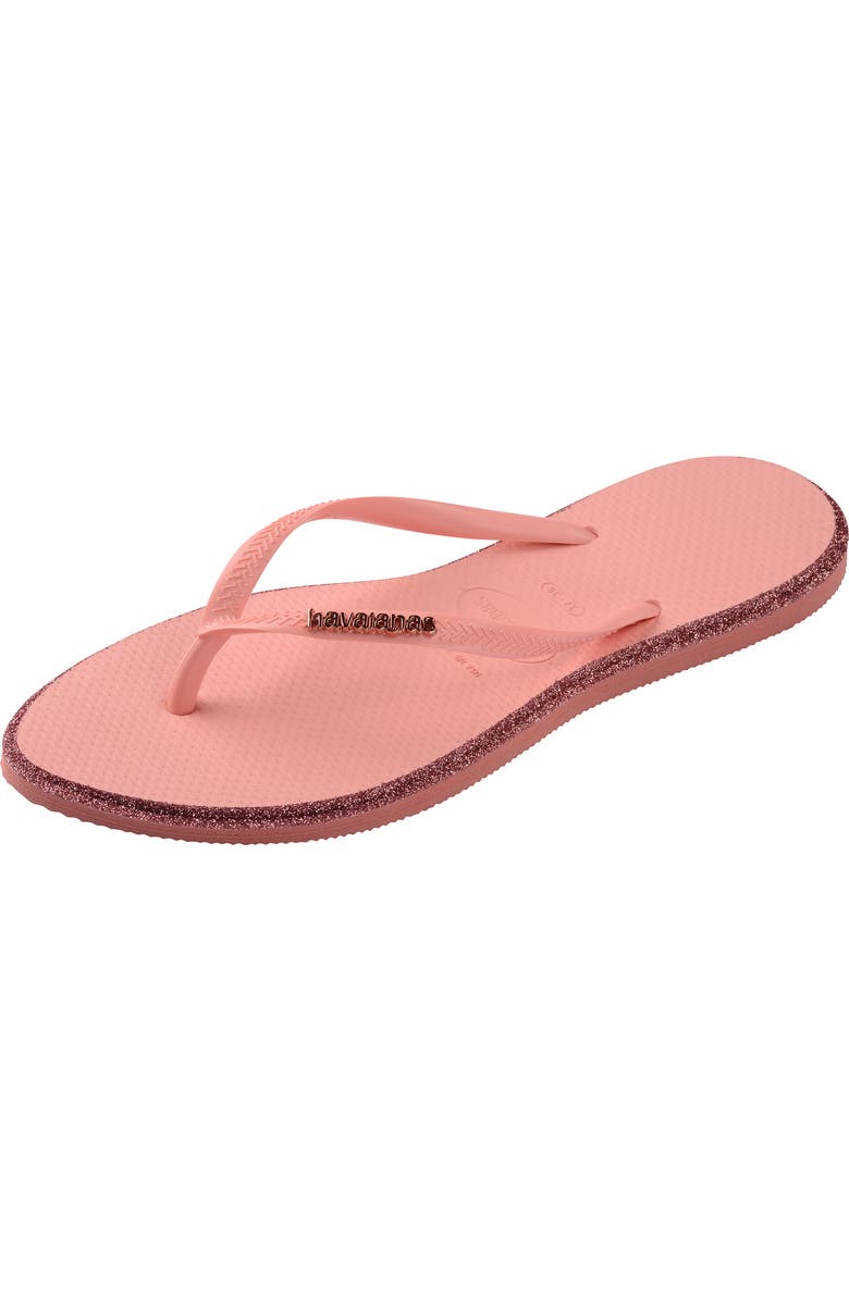 Havaianas Slim Point Glitter Flip Flop, Alternate, color, Canyon Clay/ Blossom