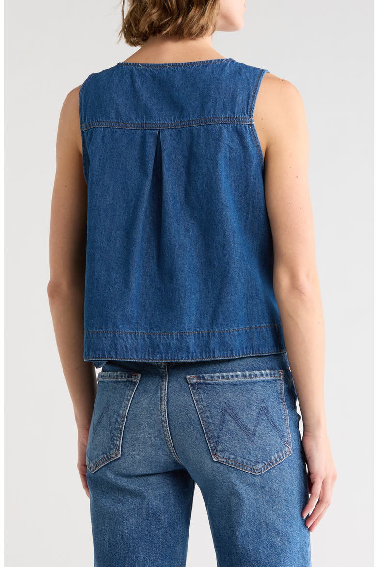 Tie Front Denim Top, Alternate, color, DENIM BLUE