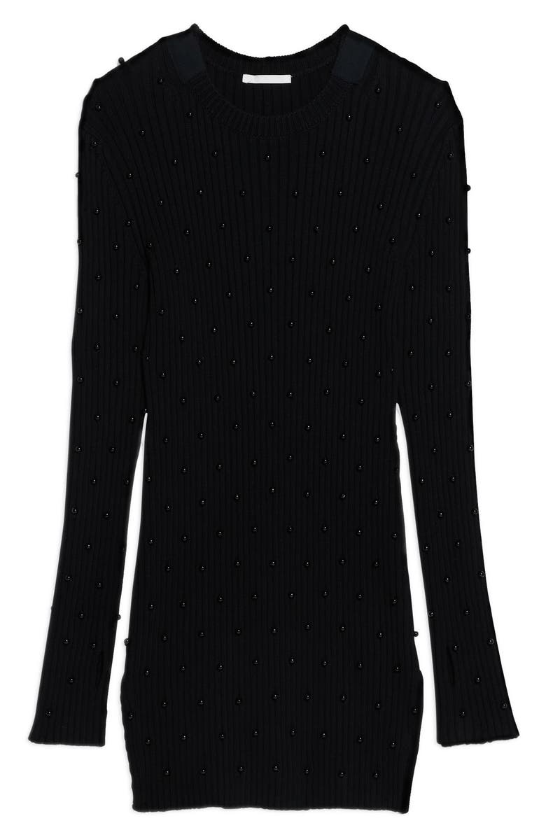 Helmut Lang Beaded Rib Long Sleeve Organic Cotton Sweater Dress, Alternate, color, 