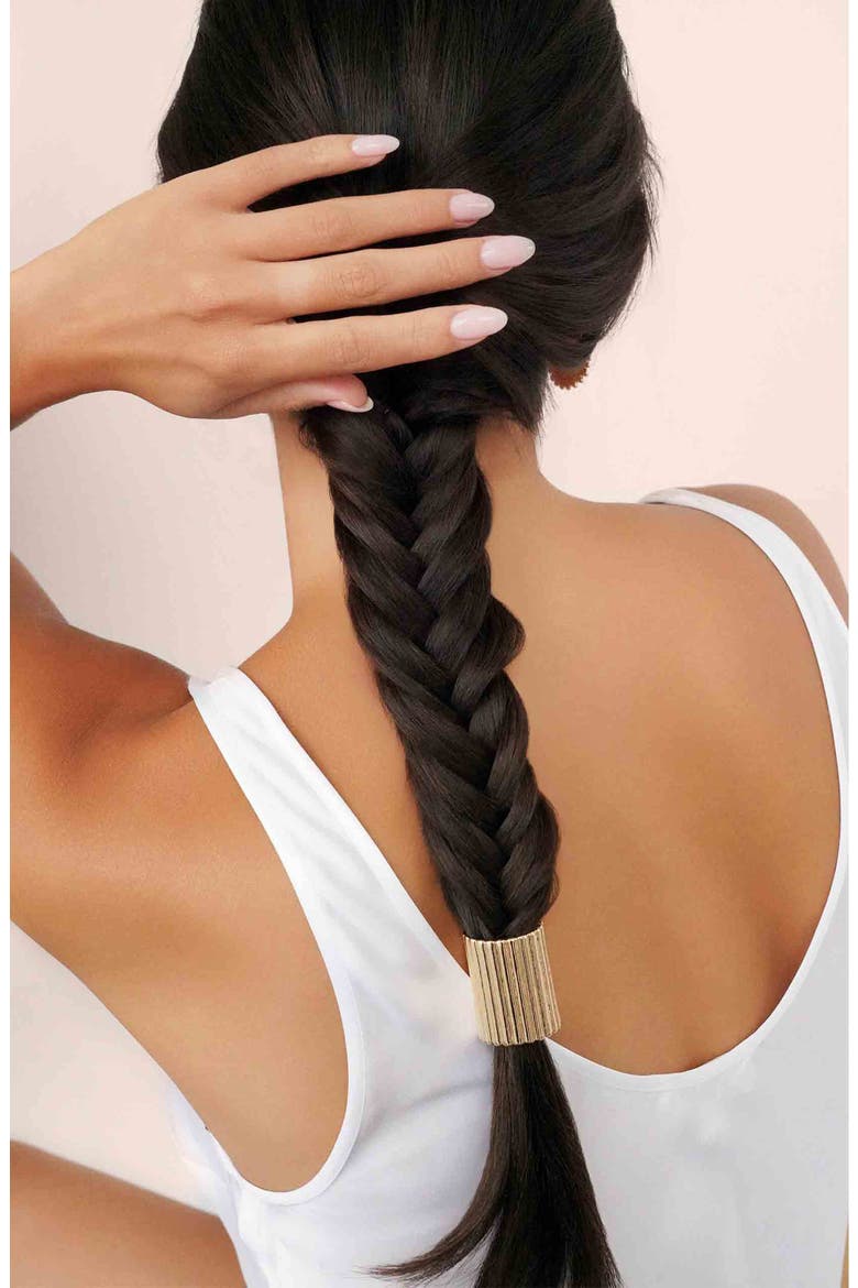 Ribbed Ponytail Cuff, Alternate, color, GOLD