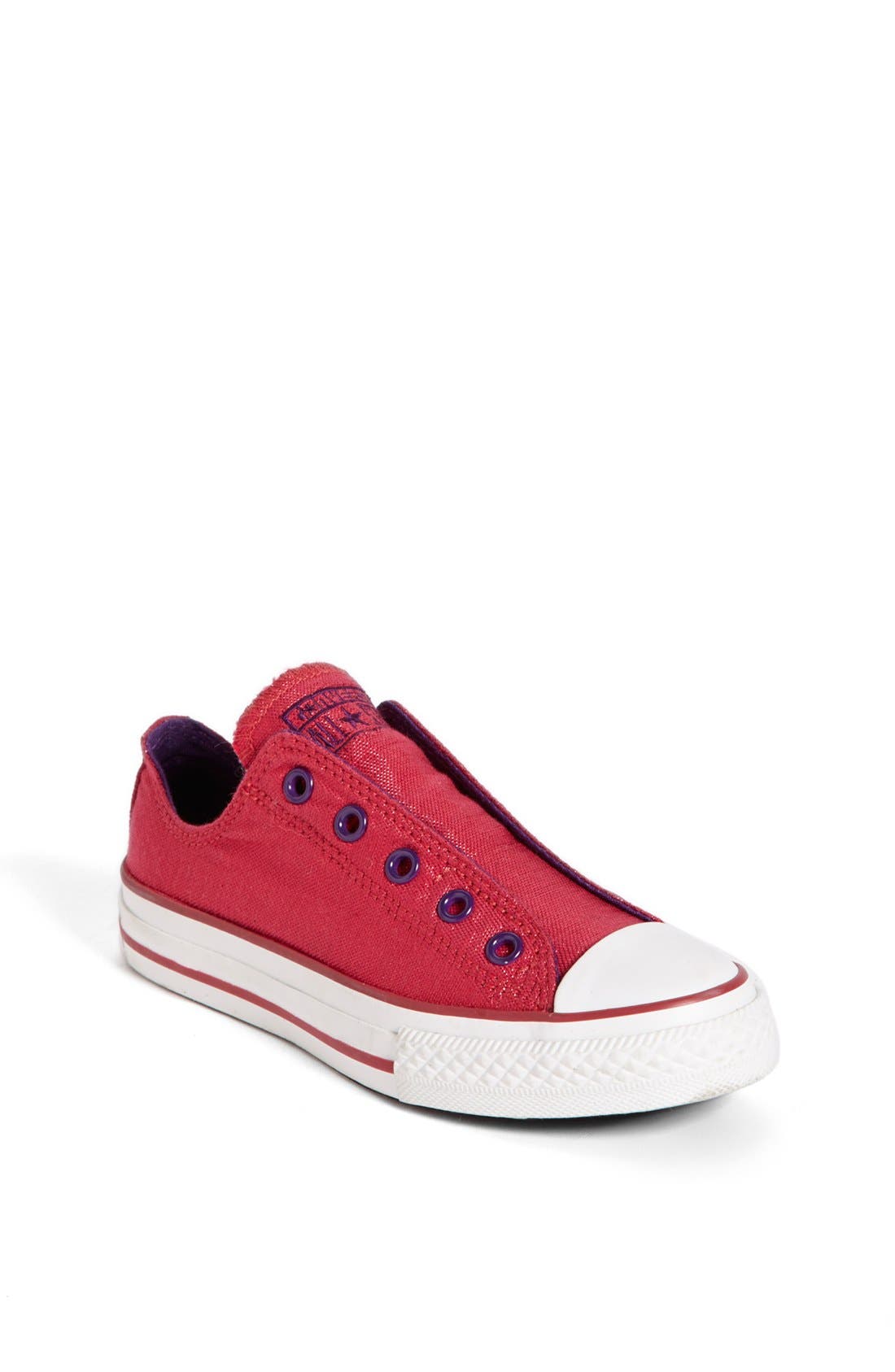 Chuck Taylor® All Star® 'Frayless' Metallic Slip-On, Main, color, BARBERRY/ ACAI