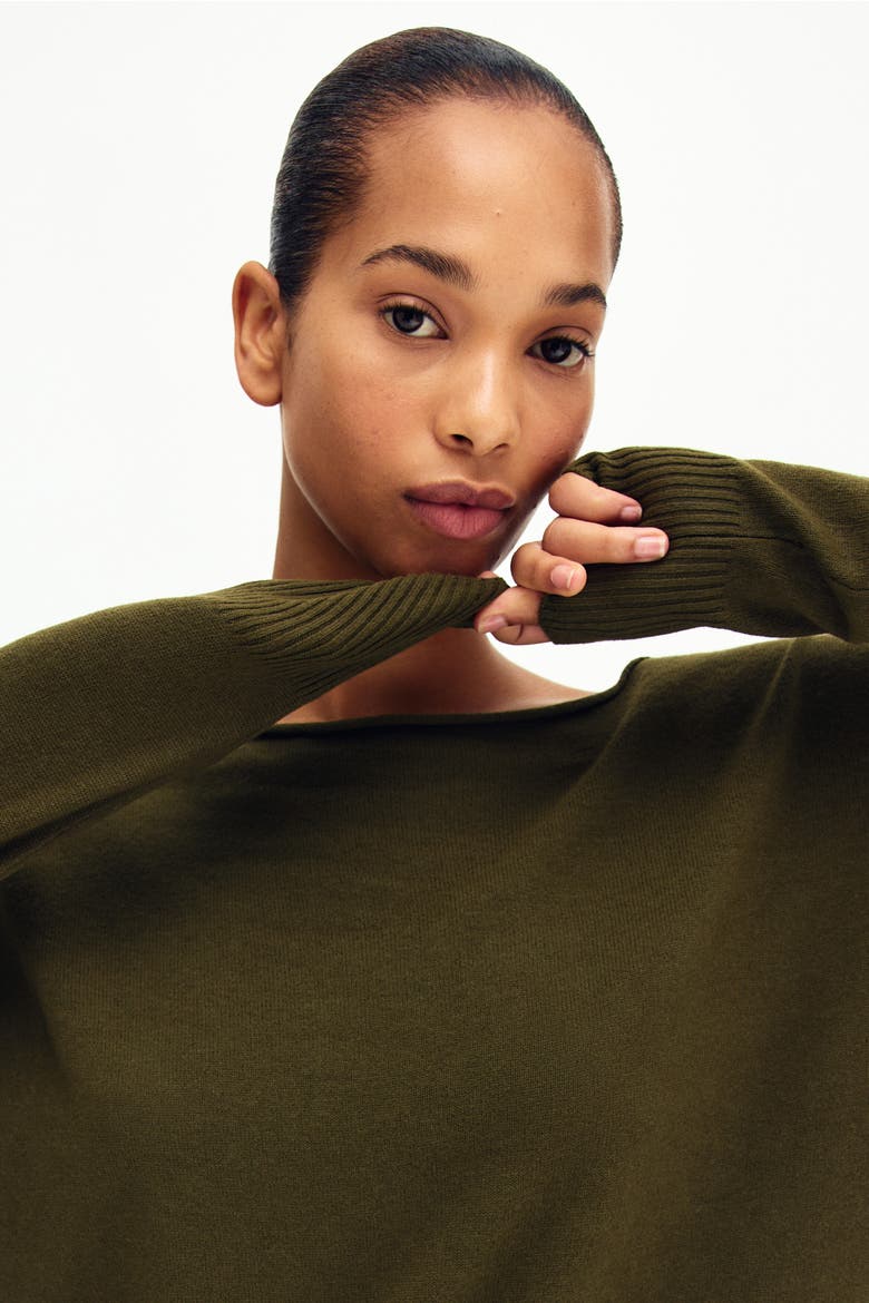 Off-the-shoulder Jumper, Alternate, color, Olive green