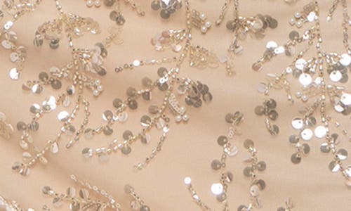 Marina One-shoulder Beaded Mesh Gown In Champagne
