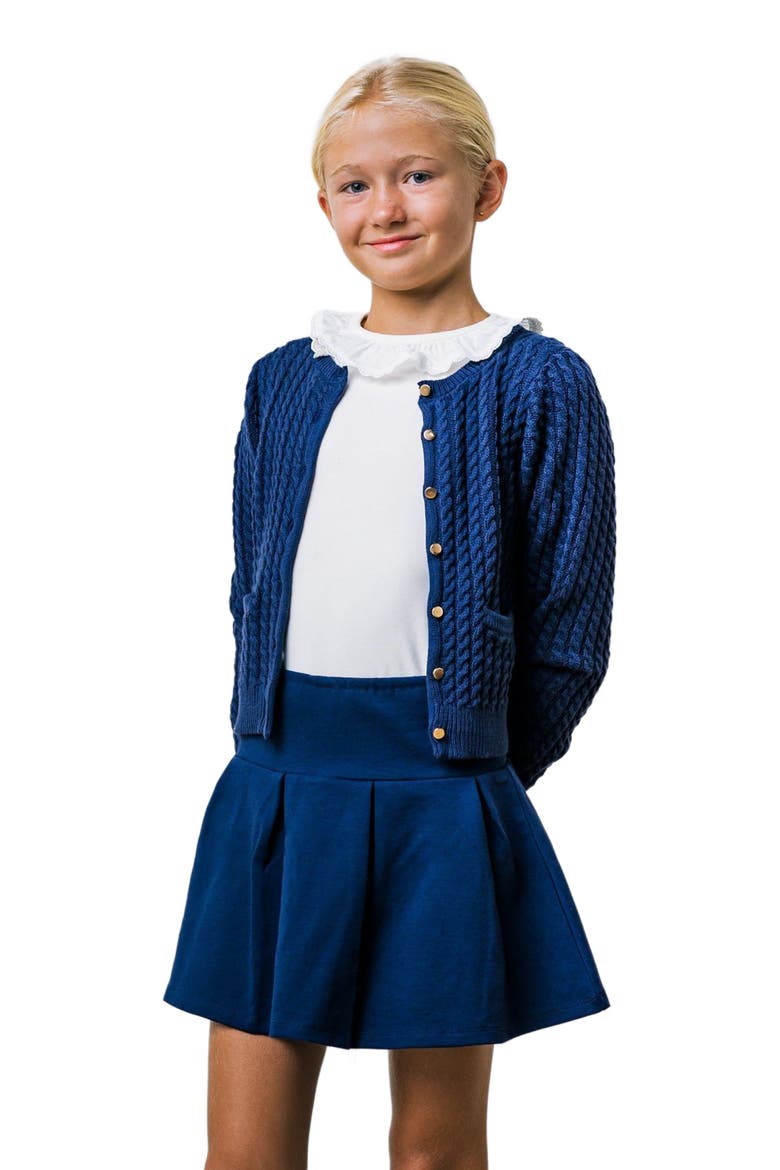 Organic Long Sleeve Classic Cable Cardigan Sweater, Main, color, Navy Cable