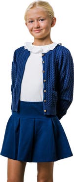 Hope & Henry Organic Long Sleeve Classic Cable Cardigan Sweater