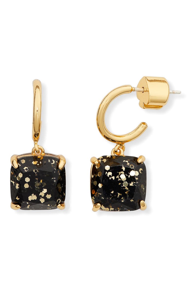 mini small huggie hoops, Main, color, BLACK GLITTER