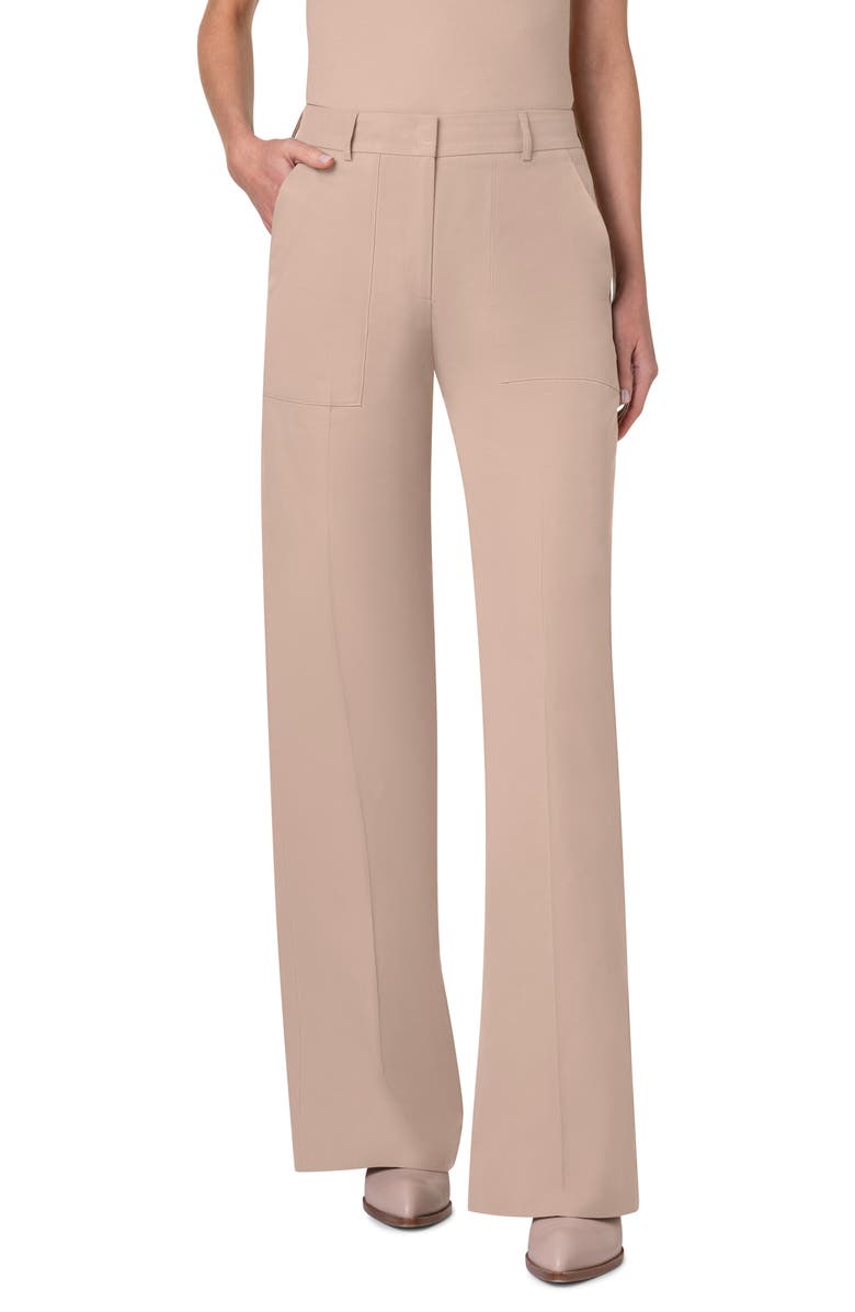 Akris Melin Wide Leg Cotton Poplin Pants, Main, color, 