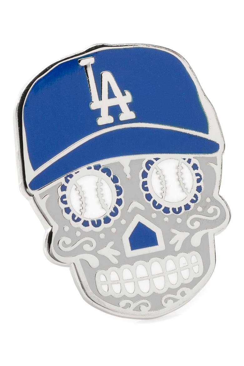 LA Dodgers Sugar Skull Lapel Pin, Main, color, WHITE