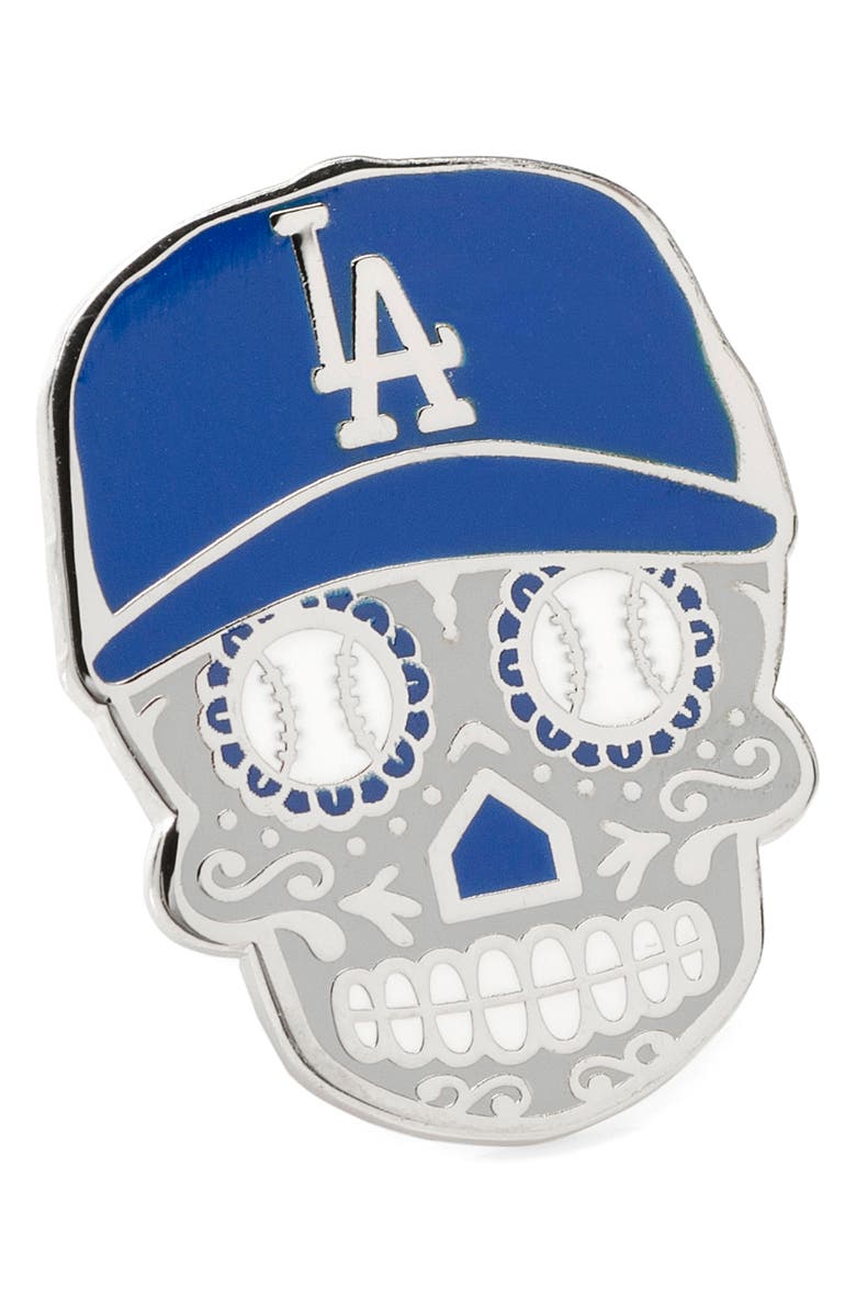 Cufflinks, Inc. LA Dodgers Sugar Skull Lapel Pin, Main, color, White