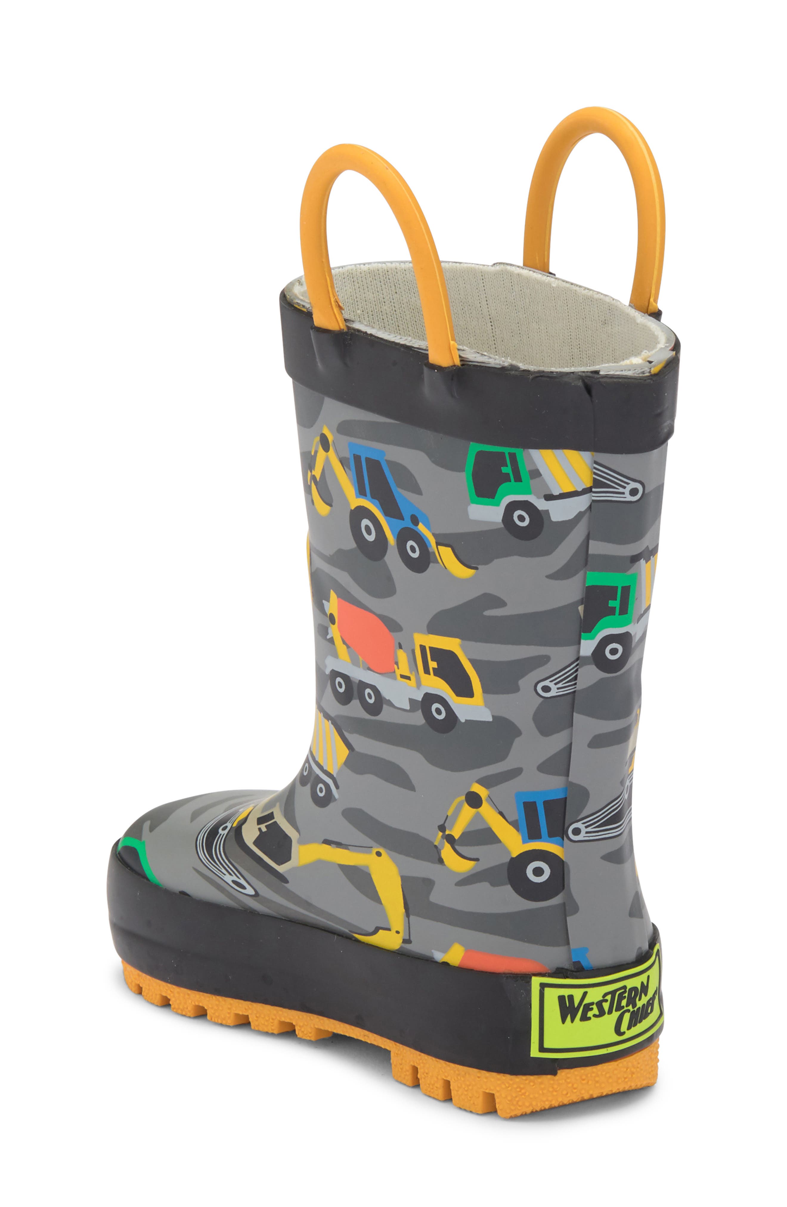 Western Chief Kids' Construction Rain Boot, Alternate, color, Gray