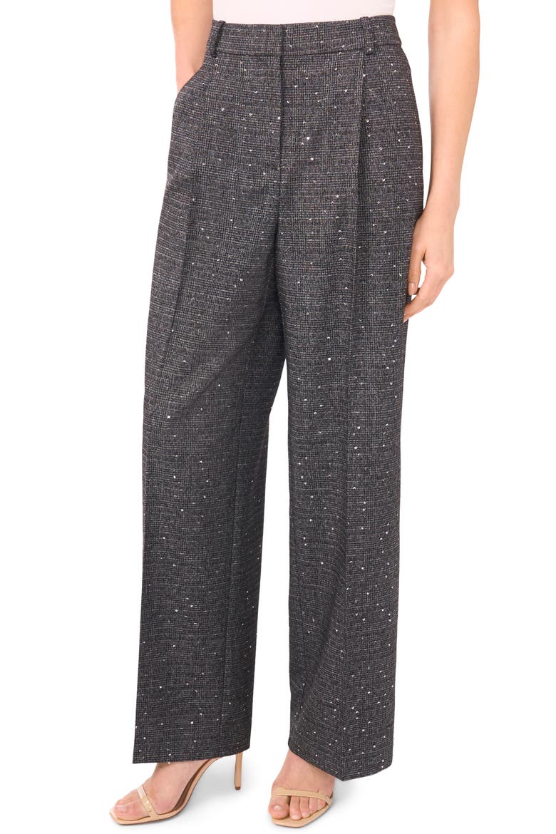 Pleated High Waist Wide Leg Pants, Main, color, RICH BLACK