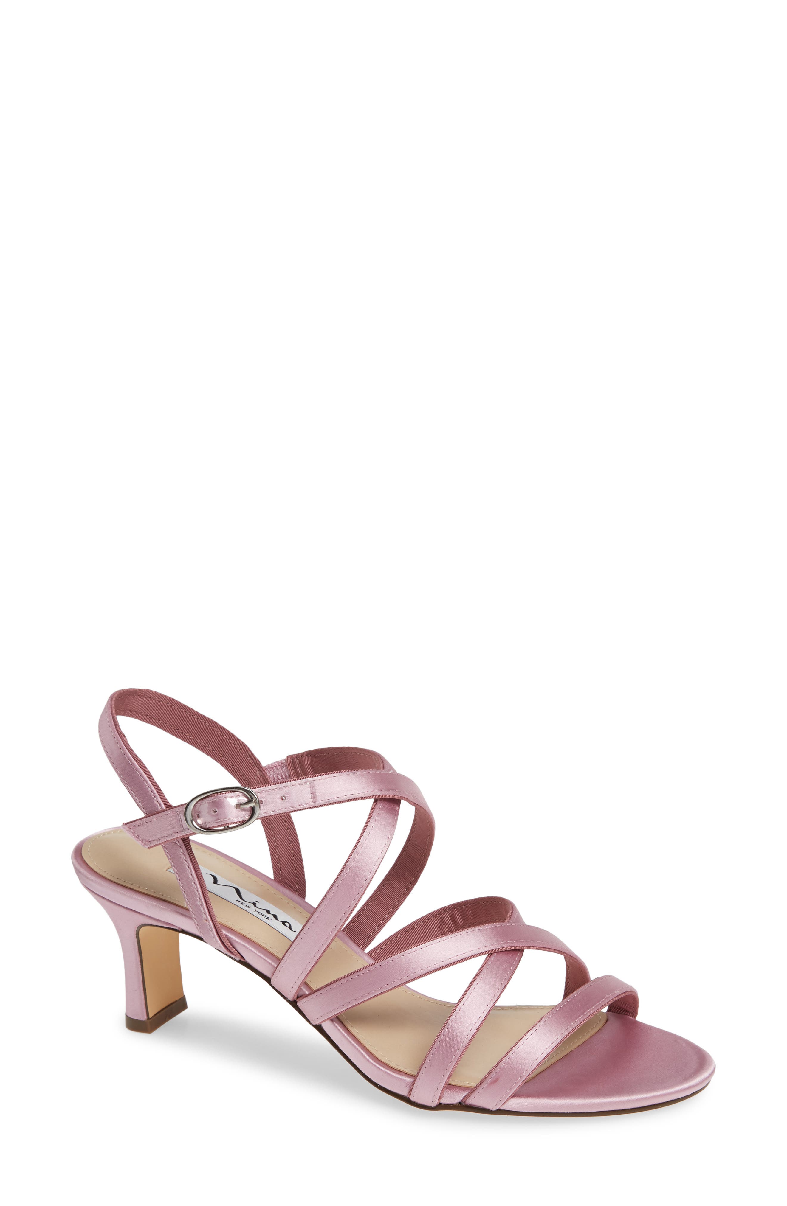 Genaya Strappy Evening Sandal, Main, color, LILAC SATIN