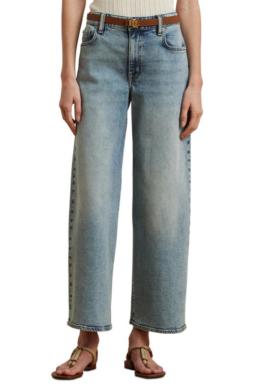 Shop Ralph Lauren Lauren High Waist Crop Wide Leg Jeans In Alicia Wash