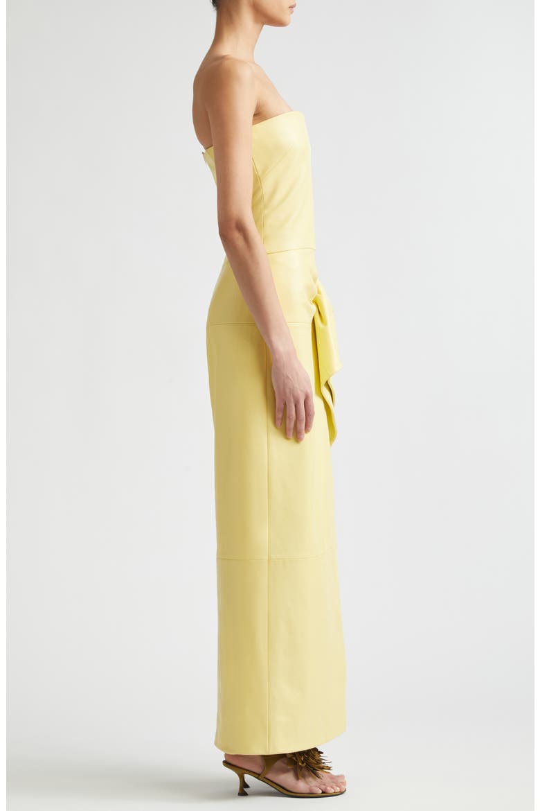 Alonna Strapless Leather Gown, Alternate, color, PALE YELLOW
